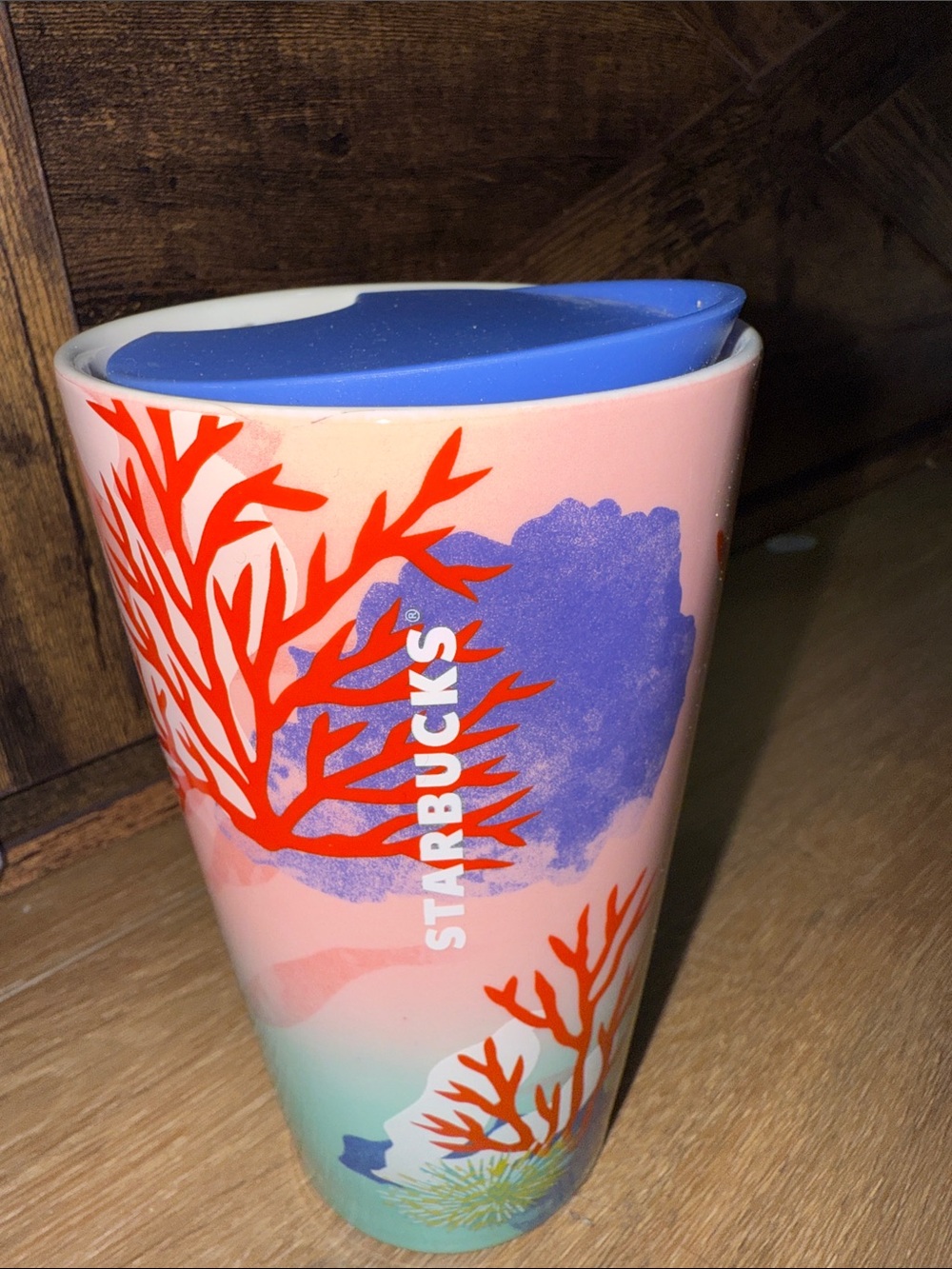Starbucks Coral Reef Travel Tumbler in Blue, Orange, Pink